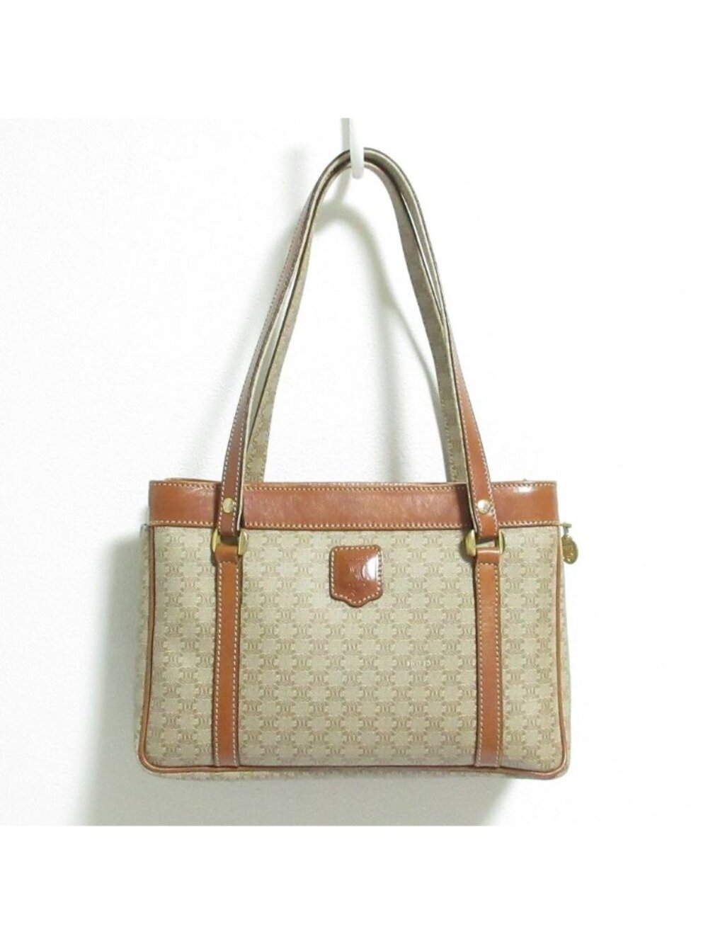 Celine Macadam Leather Tote Beige Brown